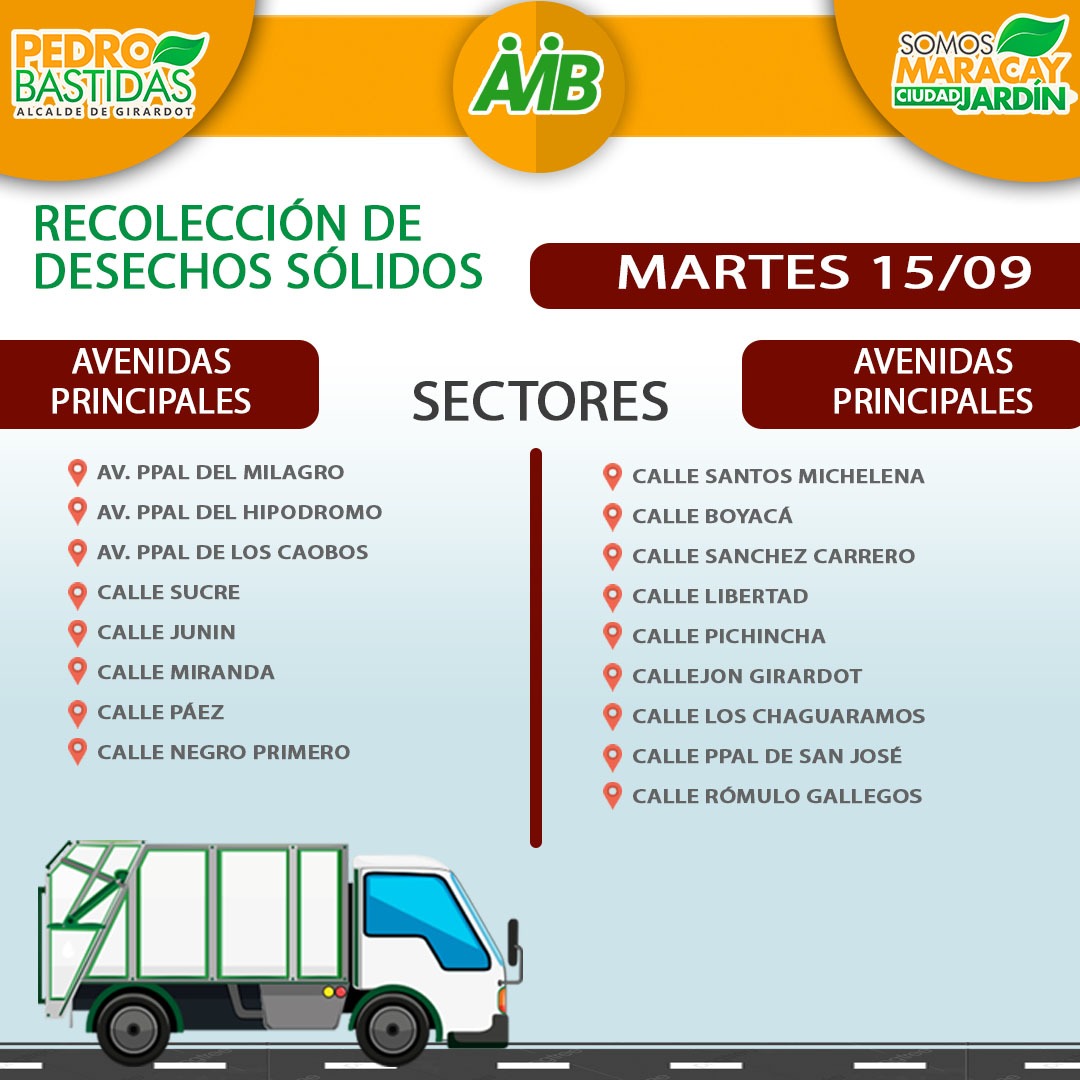 ➡➡➡ Ruta de recolección para hoy #15Sept en nuestro municipio Girardot
Buenos días Amigos de Maracay 👊👊👊

#Aragua 
<a href="/MVzlaBella/">Misión Venezuela Bella</a> <a href="/MarcoTorresPSUV/">Rodolfo Marco Torres</a>