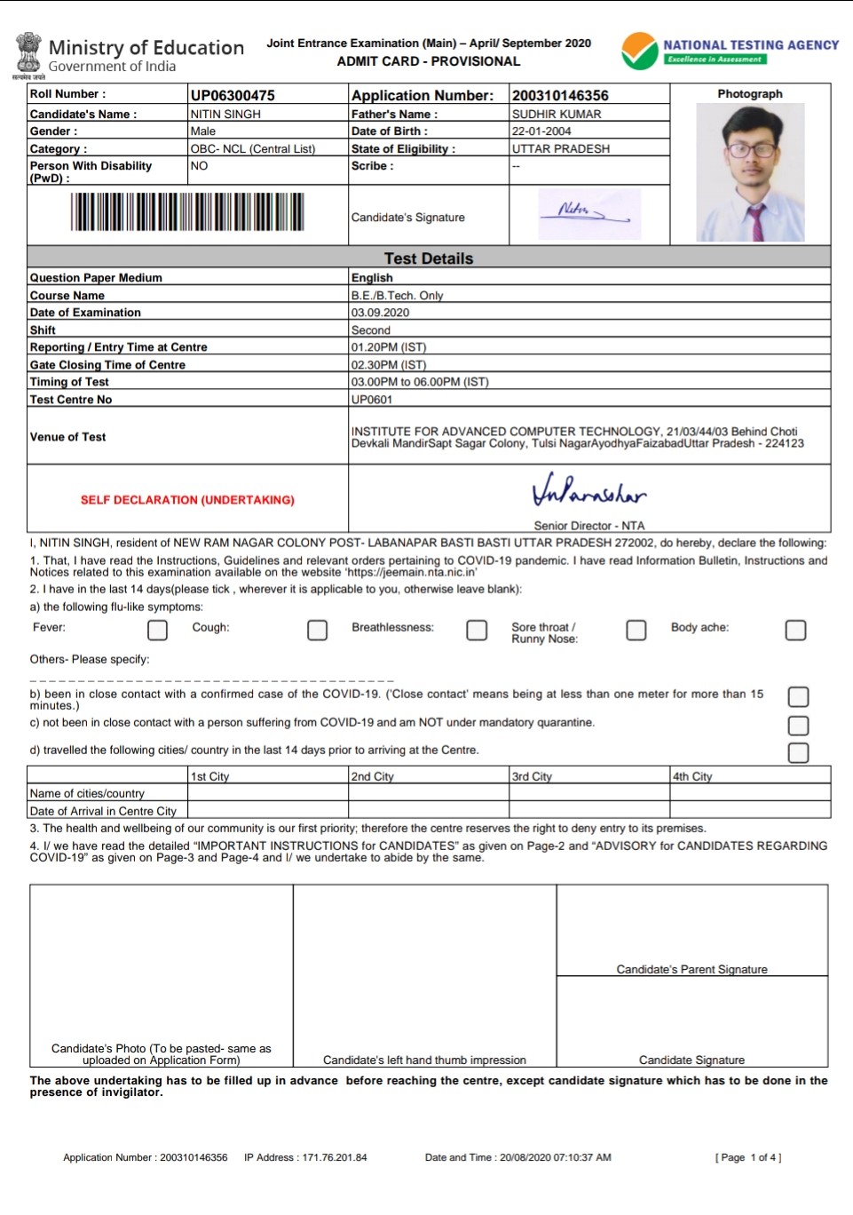 Nsui Qualified Under Obc Ncl In Jee Mains Proofs Are Attached While Filling The Form For Jee Advanced He Accidentally Chose I Don T Have Valid Obc Ncl Certificate Was Disqualified There Is No