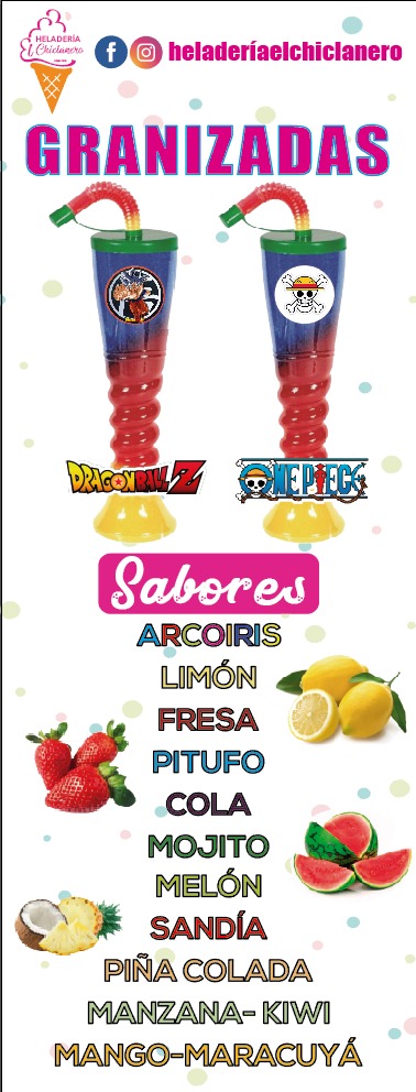BarrosaManga's tweet photo. HELADERÍA EL CHICLANERO

Granizadas de Dragon Ball y One Piece. Gofres y Crepes artesanos. Descubre todos sus productos en MANGA BARROSA 2020. 
Te sorprenderá !! https://t.co/lYs6sA5NMy