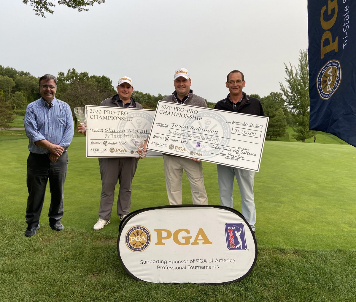 TriStatePGA's tweet photo. Congratulations to @shawn27mccall &amp; @JayRobGolf on their victory in yesterday's Pro-Pro Championship! 

They defeated the teams of Aber/Boros &amp; McClellan/Walter in a 3 team playoff to secure the hardware 🏆

Thank you to Avalon Field Club &amp; Johan Smit for their support! https://t.co/wfhp8j9QCa