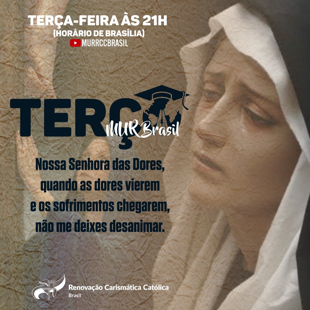 murrccbrasil's tweet photo. ✨❤️Terça com T de  Terço MUR Brasil ❤️ ✨

✨🔥"Nossa Senhora das Dores, quando as dores vierem e os sofrimentos chegarem, não me deixes desanimar.”🔥✨

HOJE TERÇA-FEIRA ÀS 21 HORAS NO NOSSO CANAL NO YOUTUBE! Você é nosso convidado ❤️ https://t.co/IuYrDFi34y