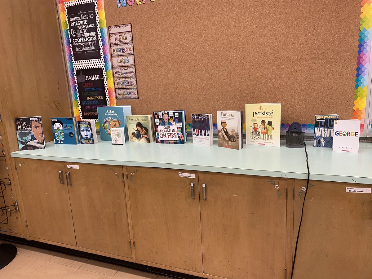 MlleMccormack00's tweet photo. Super pumped to have these books featured in #salle201... Themes of social justice, Canadian Indigenous history, global warming, women’s rights, identity & more! Educators: it is imperative our libraries reflect diversity & tell various stories. There is harm in a single story! https://t.co/DPijRzqoXC