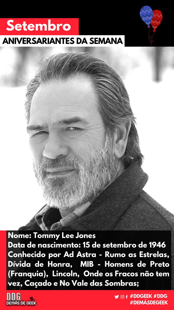 demasdegeek's tweet photo. Feliz aniversário para o talentoso Tommy Lee Jones;
#TommyLeeJones #Atores #aniversário #Actors #famosos #happybirthday #ddgeek #demásdegeek #demasdegeek #ddg https://t.co/cof1utnXKl