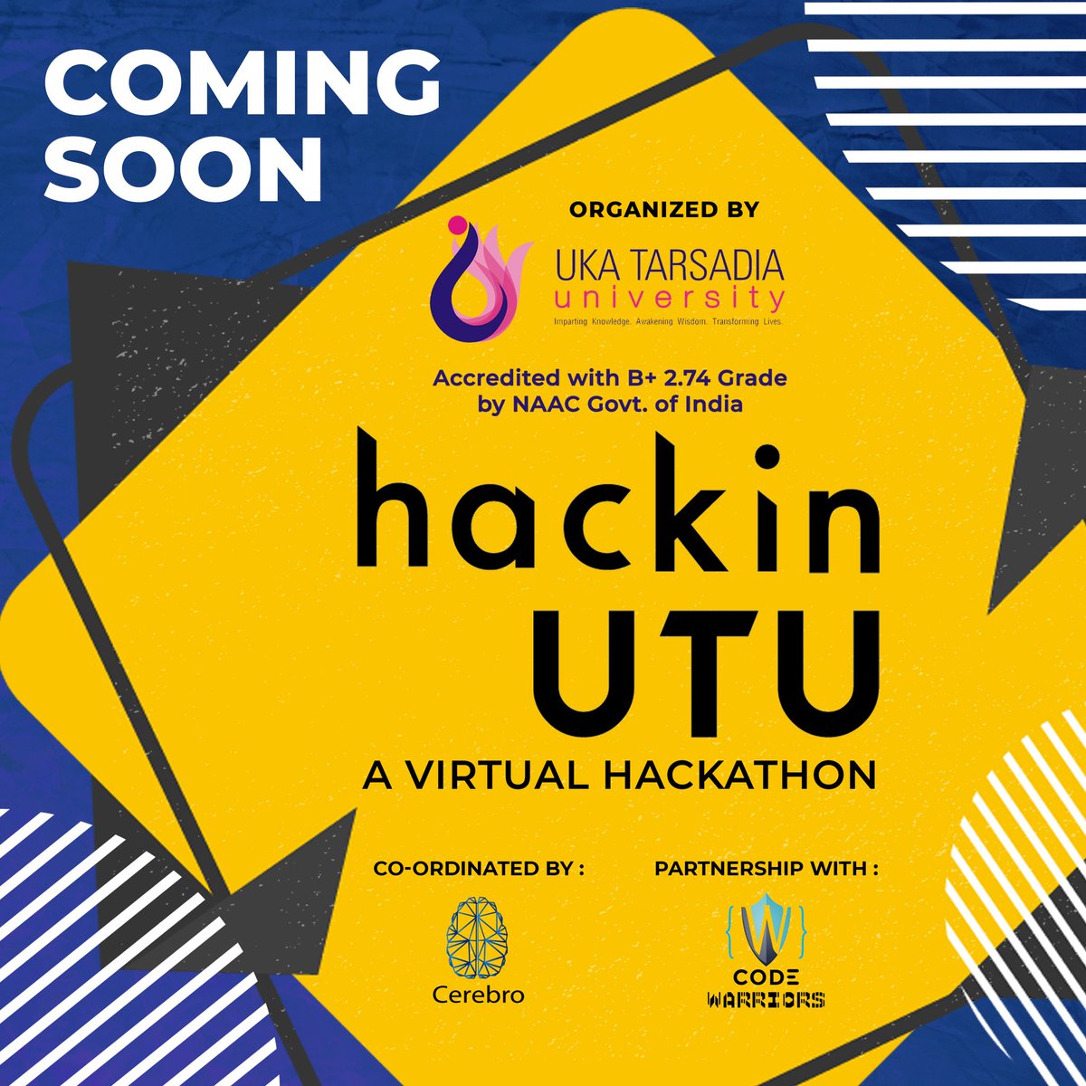 hackinutu's tweet photo. Something's cooking up. Hang on!
Coming Soon
@utumalibacampus
#utugoesvirtual #ideanation
#hackathon #hackathon2020
#outofboxthinking #wizardsoftech #hackinUTU https://t.co/QAPTGdb8EL