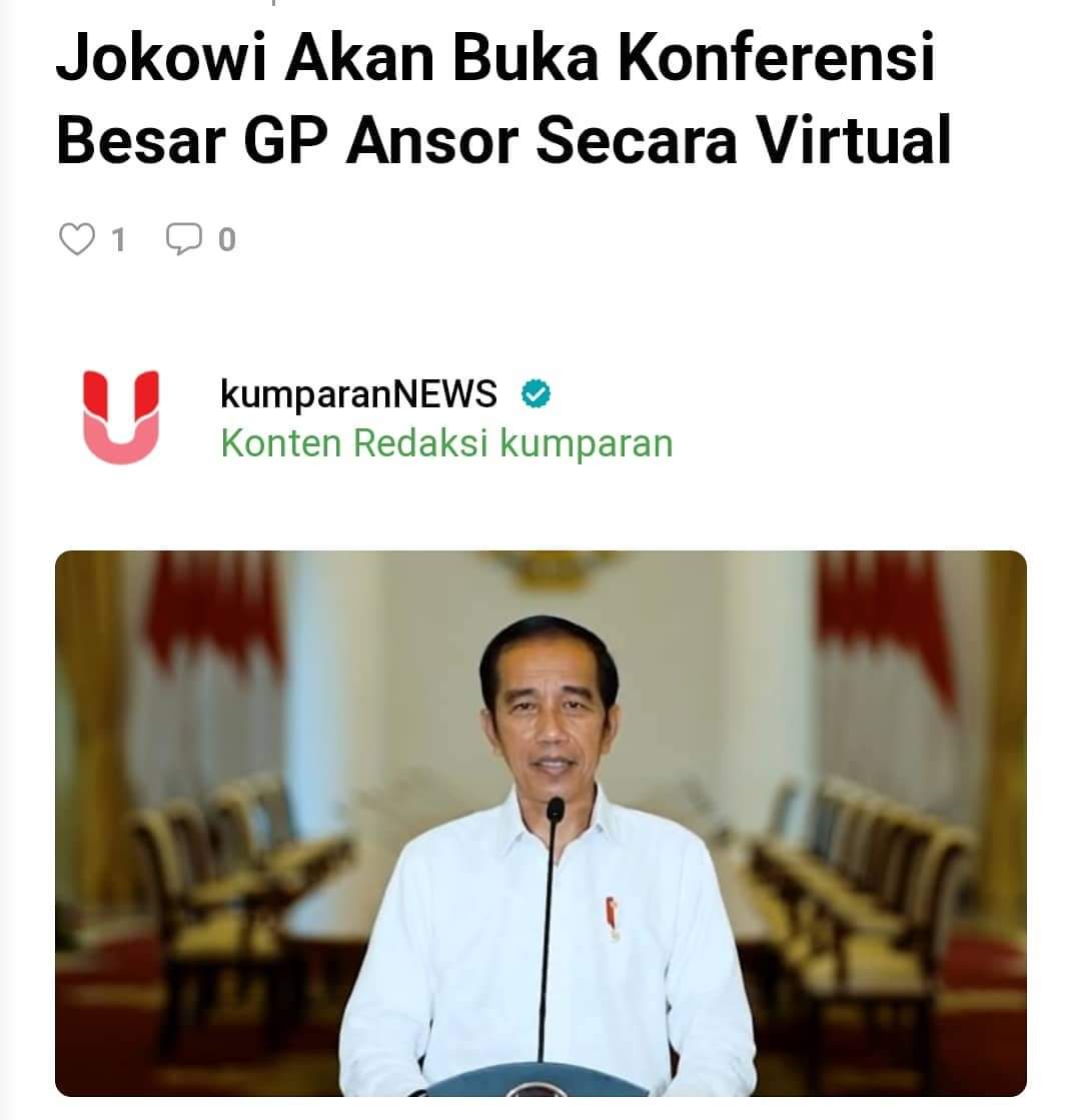 Pimpinan Pusat GP Ansor akan menggelar Konferensi Besar XXIII di Kabupaten Minahasa, Sulawesi Utara, 18-29 September mendatang. Rencananya, acara ini akan dihadiri dan dibuka oleh Presiden <a href="/jokowi/">Joko Widodo</a> secara virtual.

kumparan.com/kumparannews/j…