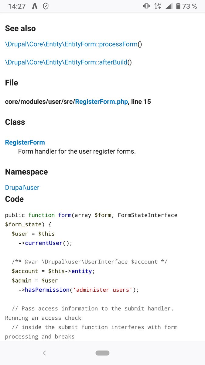 dercheffe1809's tweet photo. Does the label "Code" above the function here mean, that this is the function code itself or is it an code example how-to use the function?

#Drupal #Drupal8 #API #DrupalAPI #Newbie https://t.co/ZJG4duDr39