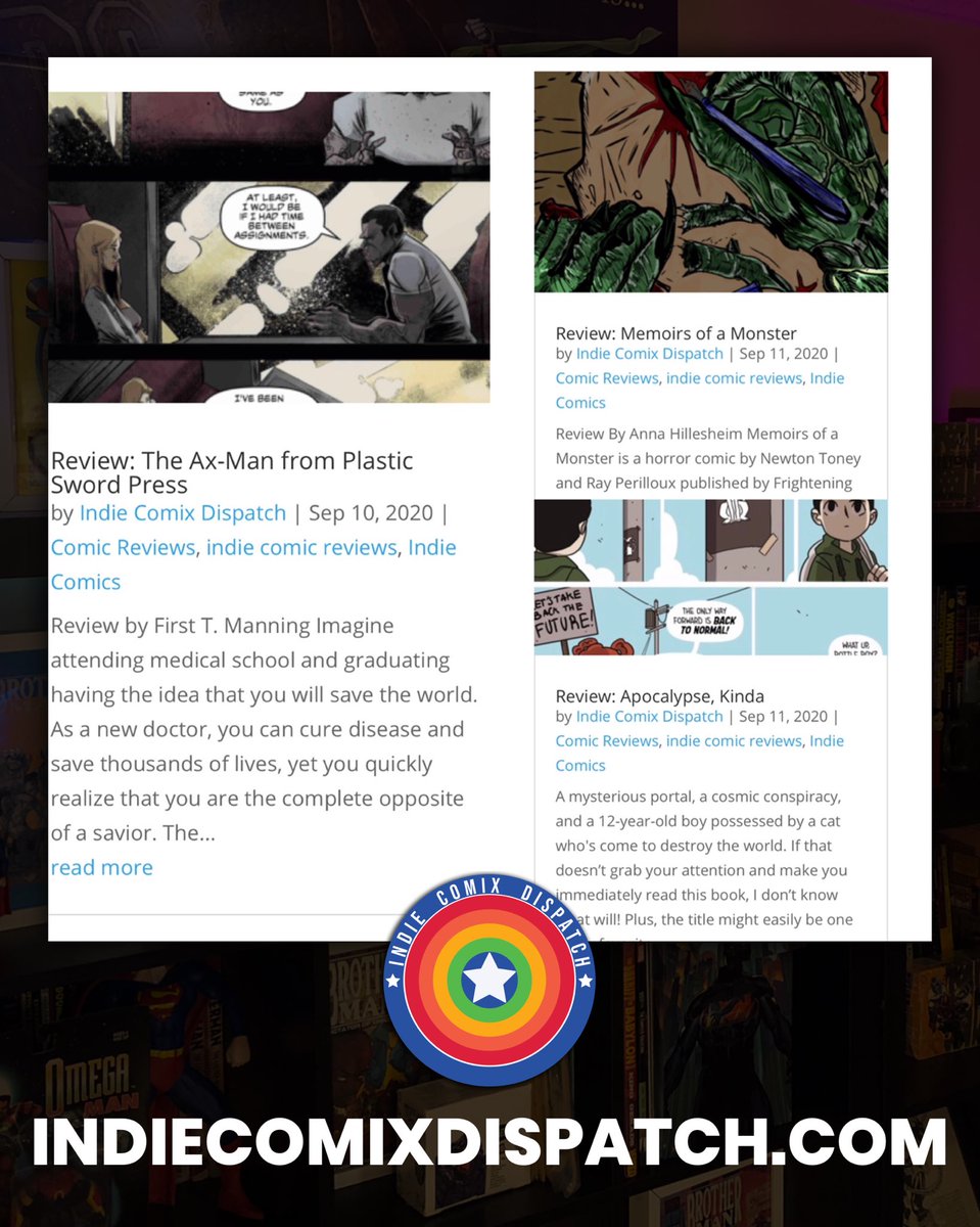 indiecomixdisp's tweet photo. So many new reviews and articles in the past week on https://t.co/4UVGUSf5R0! Go check them out!
#indiecomics #blackcomix #blackheroesmatter #indiecomicreviews #comics #comicreviews #comicinterviews #indiecomic #kickstartercomics https://t.co/jRfBbnY0Xz