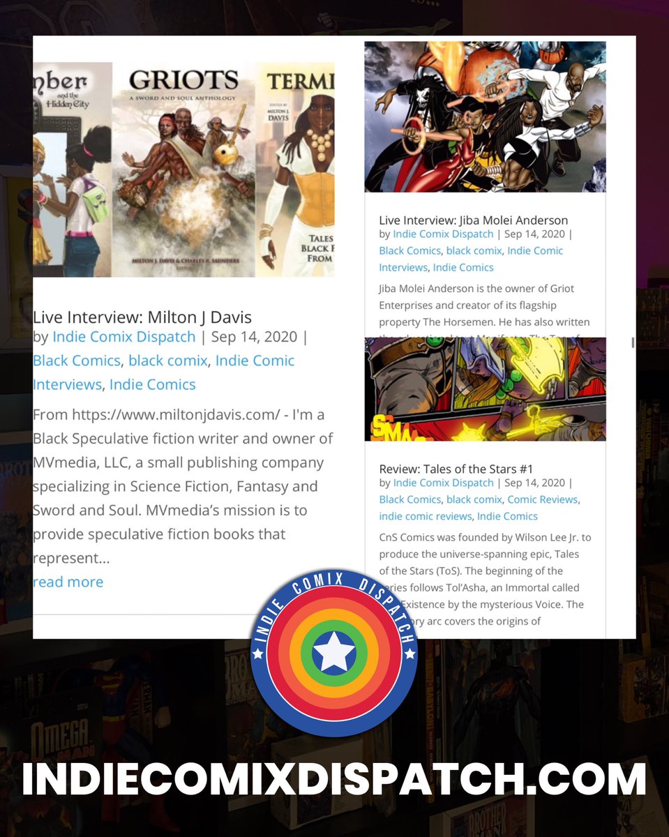 indiecomixdisp's tweet photo. So many new reviews and articles in the past week on https://t.co/4UVGUSf5R0! Go check them out!
#indiecomics #blackcomix #blackheroesmatter #indiecomicreviews #comics #comicreviews #comicinterviews #indiecomic #kickstartercomics https://t.co/jRfBbnY0Xz