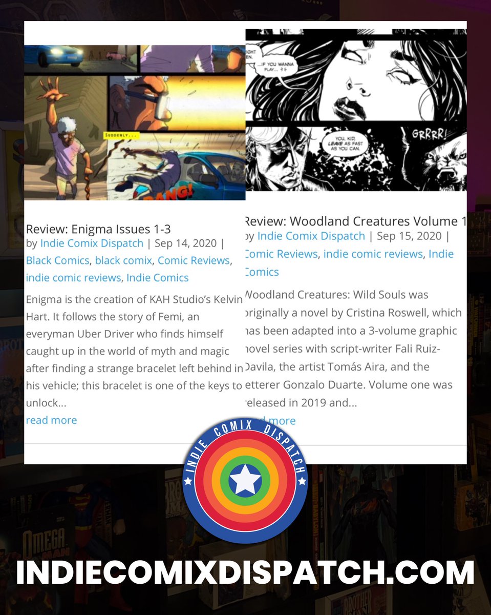 indiecomixdisp's tweet photo. So many new reviews and articles in the past week on https://t.co/4UVGUSf5R0! Go check them out!
#indiecomics #blackcomix #blackheroesmatter #indiecomicreviews #comics #comicreviews #comicinterviews #indiecomic #kickstartercomics https://t.co/jRfBbnY0Xz