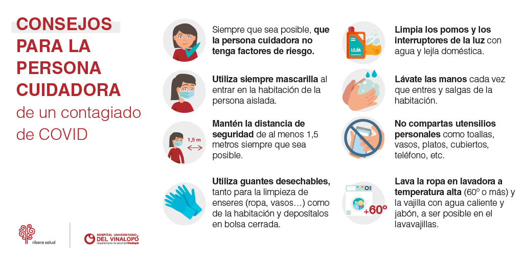 Cómo cuidar a un familiar que da positivo en #covid19.¿Tú también te lo has preguntado 🧐? Toma nota de las siguientes recomendaciones 👇. 

Y recuerda, si notas algún síntoma llama al ☎️900 300 555. #JuntosSomosInvencibles