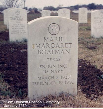 VANatCemeteries's tweet photo. #OTD 70 years ago 11 Navy nurses died in a R5D crash enroute to Tokyo from Hawaii to treat Korean War casualties. 25-year-old Ensign Marie Boatman was among them. She is interred in Fort Sam Houston National Cemetery (Sec. 2B, Site 3237). https://t.co/cAw9N3SEFe