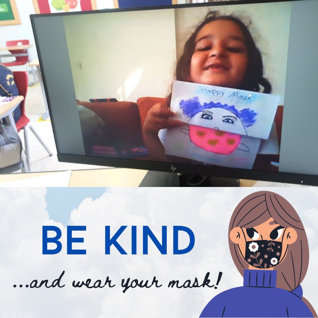 Mawakeb_Barsha's tweet photo. During art class, G2 & 3 sts made fashionable face masks & created an array of bright & patterned designs that suit their own personalities #artisfun #expressyourself #facemaskdesign #funfacemask #safetyfirst https://t.co/MTKXMa7onM