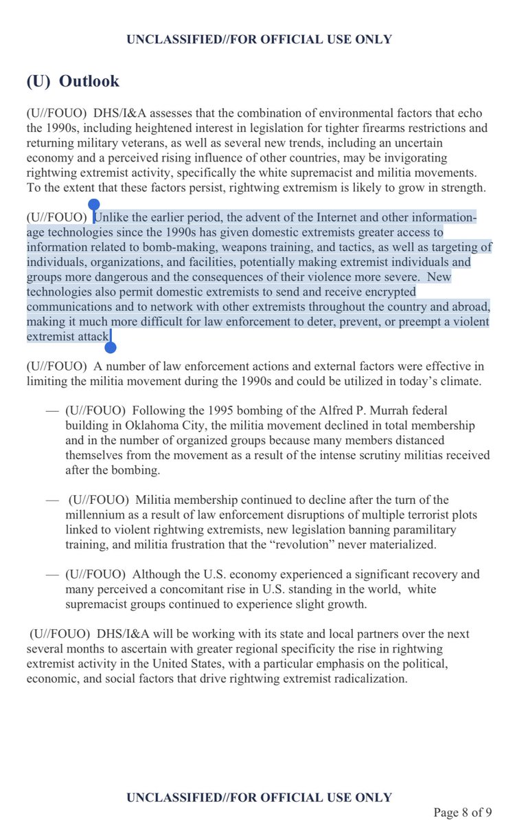 The tl;dr was that things could be like the 90s, but worse because of the internet  https://fas.org/irp/eprint/rightwing.pdf