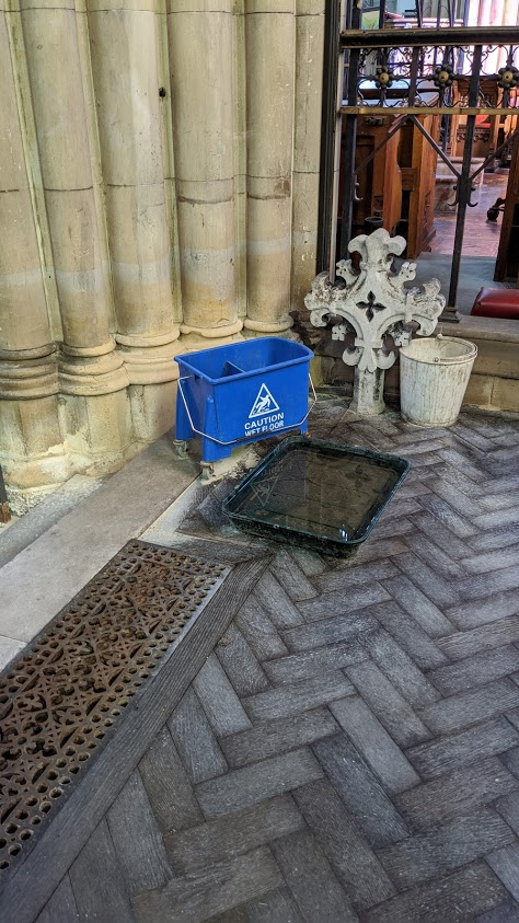 See, the church might be massive and beautiful (if architecturally bizarre), but it's also falling apart. There's great big cracks in the fabric of the building everywhere you look, and leaks everywhere else.