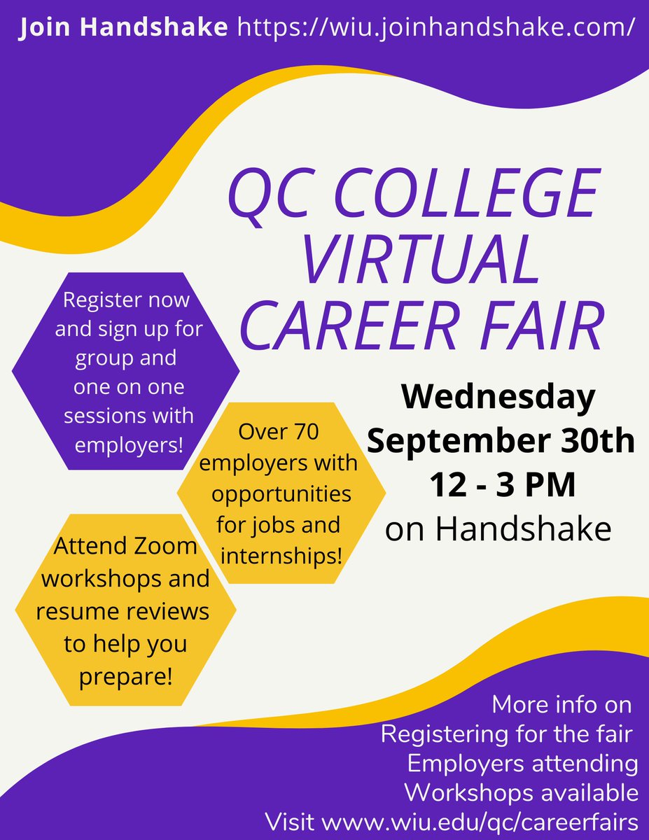 WIUENGR's tweet photo. Don't miss out on this Virtual Career Fair on Wednesday, September 30th from noon-3pm on Handshake. For more information and to register visit https://t.co/zJe0up9SNS. 

#wiuengineering
#WIU
#WIUCAREERFAIR https://t.co/96I9BcKOnl