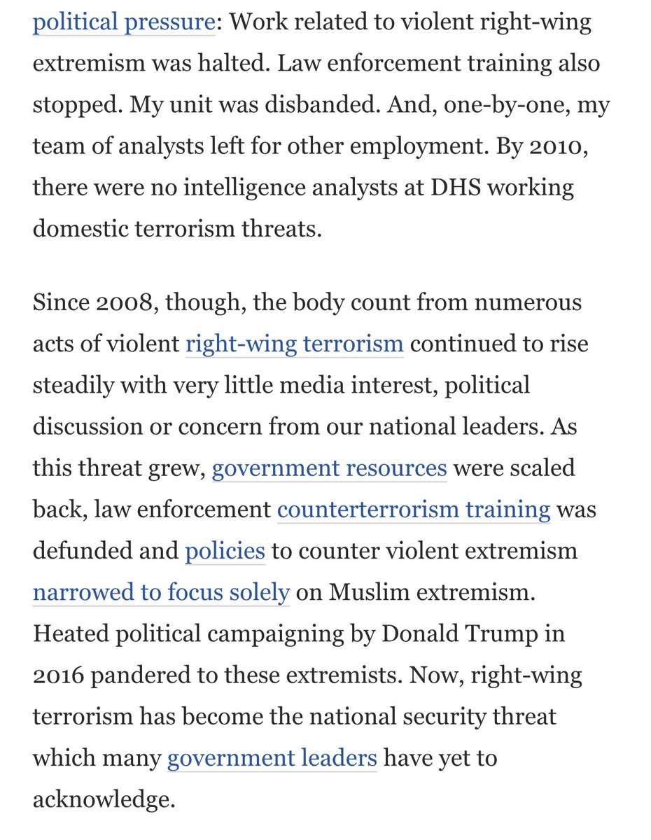 One of the authors of the report wrote about it again in 2017  https://www.washingtonpost.com/news/posteverything/wp/2017/08/21/i-warned-of-right-wing-violence-in-2009-it-caused-an-uproar-i-was-right/