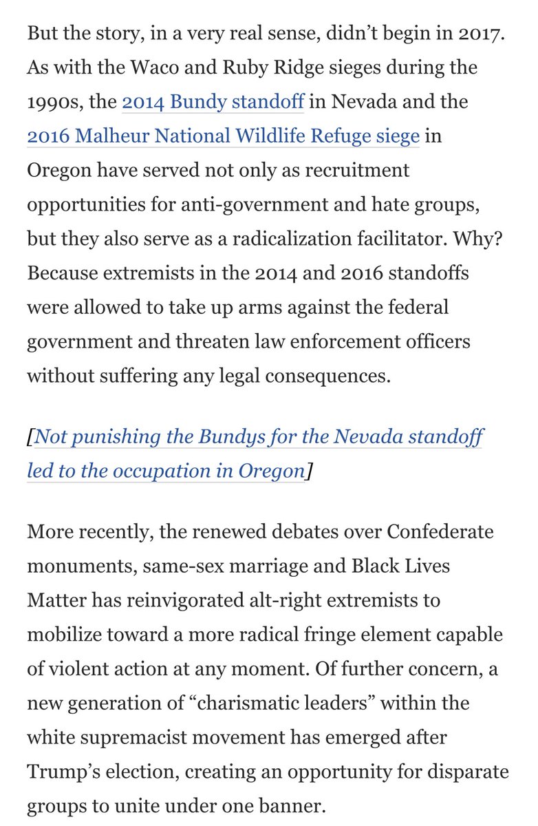 One of the authors of the report wrote about it again in 2017  https://www.washingtonpost.com/news/posteverything/wp/2017/08/21/i-warned-of-right-wing-violence-in-2009-it-caused-an-uproar-i-was-right/