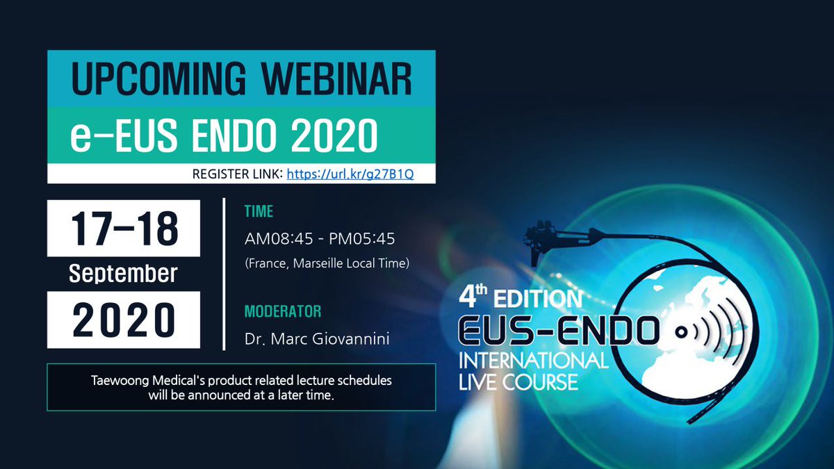AquilantGI's tweet photo. Have you registered for the 4th Edition @eus_endo webinar this week? There will be live demonstrations and lectures including the 
@taewoongmedical Hot Spaxus and #Giobor stents as well as #EUSRA! Register at: https://t.co/2ZxXbbellp #eus #endoscopy #hotspaxus #eusendo2020 https://t.co/bqK66zq9H9