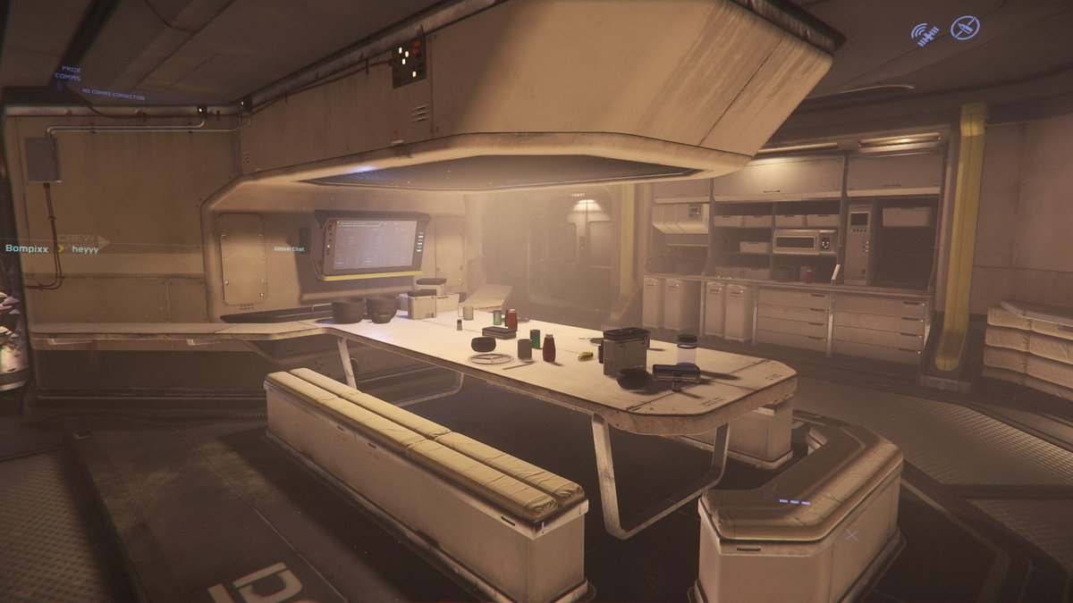 Managed to load up a ship that was so vast it took me 10 minutes to find the entrance. Inside is an impressive living space, complete with weyland yutani canteen, presumably to discuss the missing bonus situation.