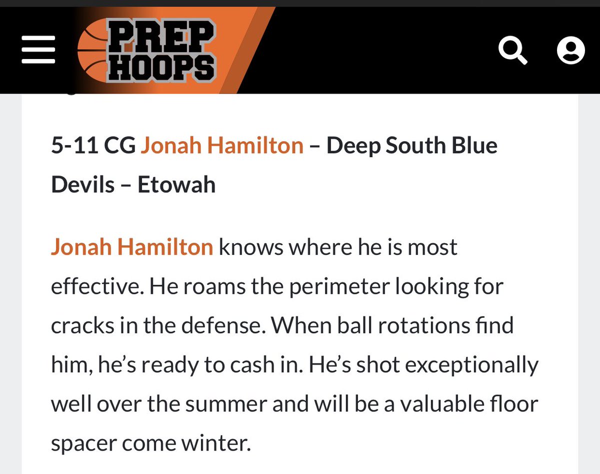 BlueDevils2022's tweet photo. Thank you, @PrepHoopsGA, we couldn’t agree more! @jonahmlton works hard, all year to continually improve his game!  Don’t sleep on him! @EtowahHoops @LCJR32 @coachjdasinger @CoachVEHS @coachkdm https://t.co/ARVZ3tB0D8