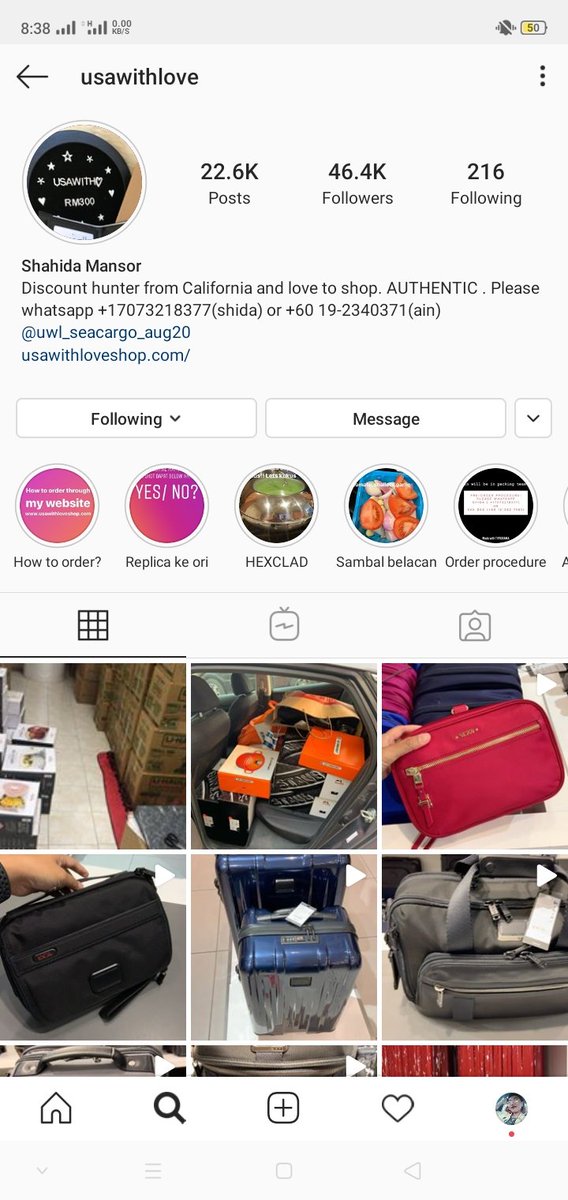 isginnjeolmi's tweet photo. hi kak ipar aku dgn kakak dia run a small business ,all product from u.s 
dah lama dah dorang run business ni ,so kalau mak mak ,kakak kakak yg suka martha steward punya collection, coach ,MK n byk lagi boleh lh purchase dekat https://t.co/oJoUAYl3s0 ,follow lh ig ni ya https://t.co/IuLjj5gUI8