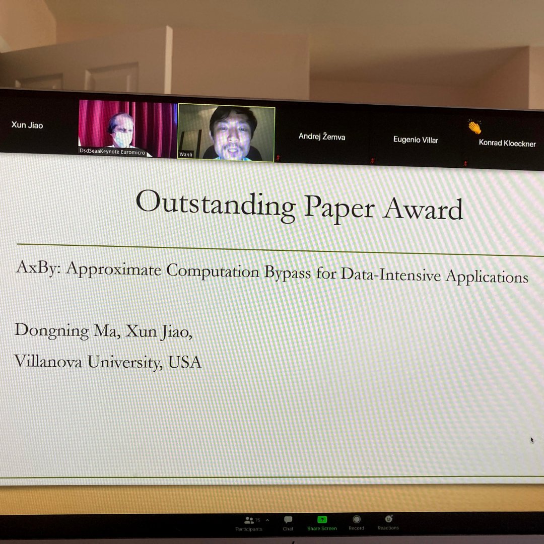 NovaEngineer's tweet photo. Congrats to ECE's Dr. Xun Jiao. "Approximate Computation Bypass for Data-Intensive Applications," by Dr. Jiao and PhD student Dongning Ma received the Outstanding Paper Award at the #Euromicro Conference on Digital System Design. https://t.co/PXXui2wzfL https://t.co/x7xrqNMFeo