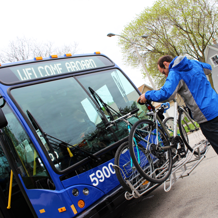 RideMCTS's tweet photo. Happy #WisconsinBikeWeek! Did you know that every bus in our fleet is equipped with an easy-to-use bike rack on the front? Learn more at https://t.co/7SACHwa4mI. #WIBikeWeek https://t.co/zbgXCSXgkE