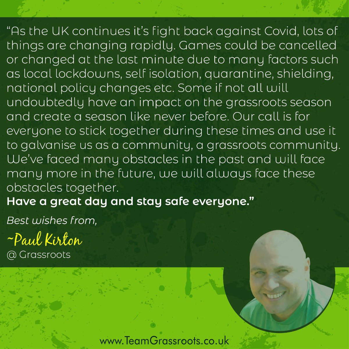 Statement from Grassroots Spokesperson Paul Kirton. Please read.