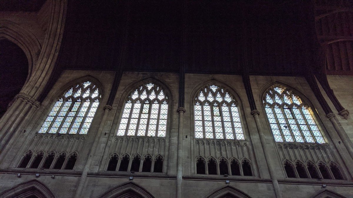 Another problem All Saints has, aside from the cracks, and the leaks, and the church organ, and the Literal Stone Used To Construct It, is their windows - not only are many of the panes damaged, but see how wavy the leading is on that glass? Yeah. That's not supposed to happen.