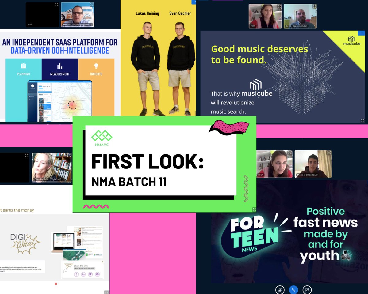 NMA_vc's tweet photo. #FirstLookEvent - today our batch 11 founders presented their products to our #investors and #partners on #screen. From music search to #GenZ content. 🔝✨💪w/ @musicube_tech, @forteenews, #FrontpageTV, @Digiwhat and #Brightscope. #innovation #NMA #media 
📽️Powered by @Sceenic https://t.co/NeN3Pgc5qg