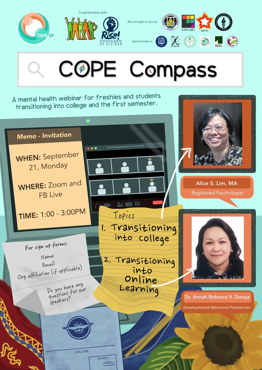 COPE_UP's tweet photo. It really hurtz... 👉😔👈 to feel lost and overwhelmed as a freshie, especially with no physical classes.

But fear not! We present to you COPE Compass: Navigating the Realm of Remote Learning! You are all welcome to join us by signing up at:
 https://t.co/n73QMewtMh

#COPEUP https://t.co/qPDMv5oj43