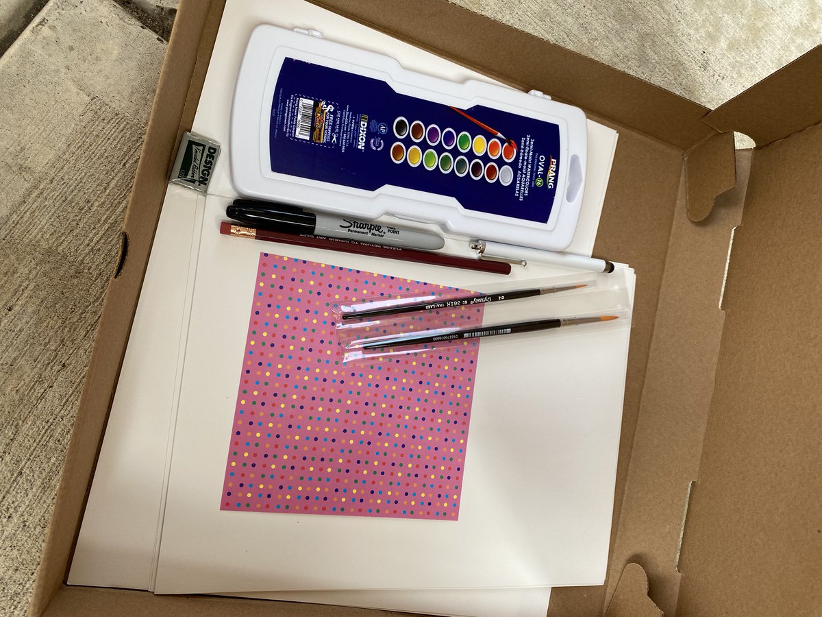 AlisonClish's tweet photo. We are ready for Remote Learning Art! We have some supplies ready for our art students!!! https://t.co/fCBXGqBDPV