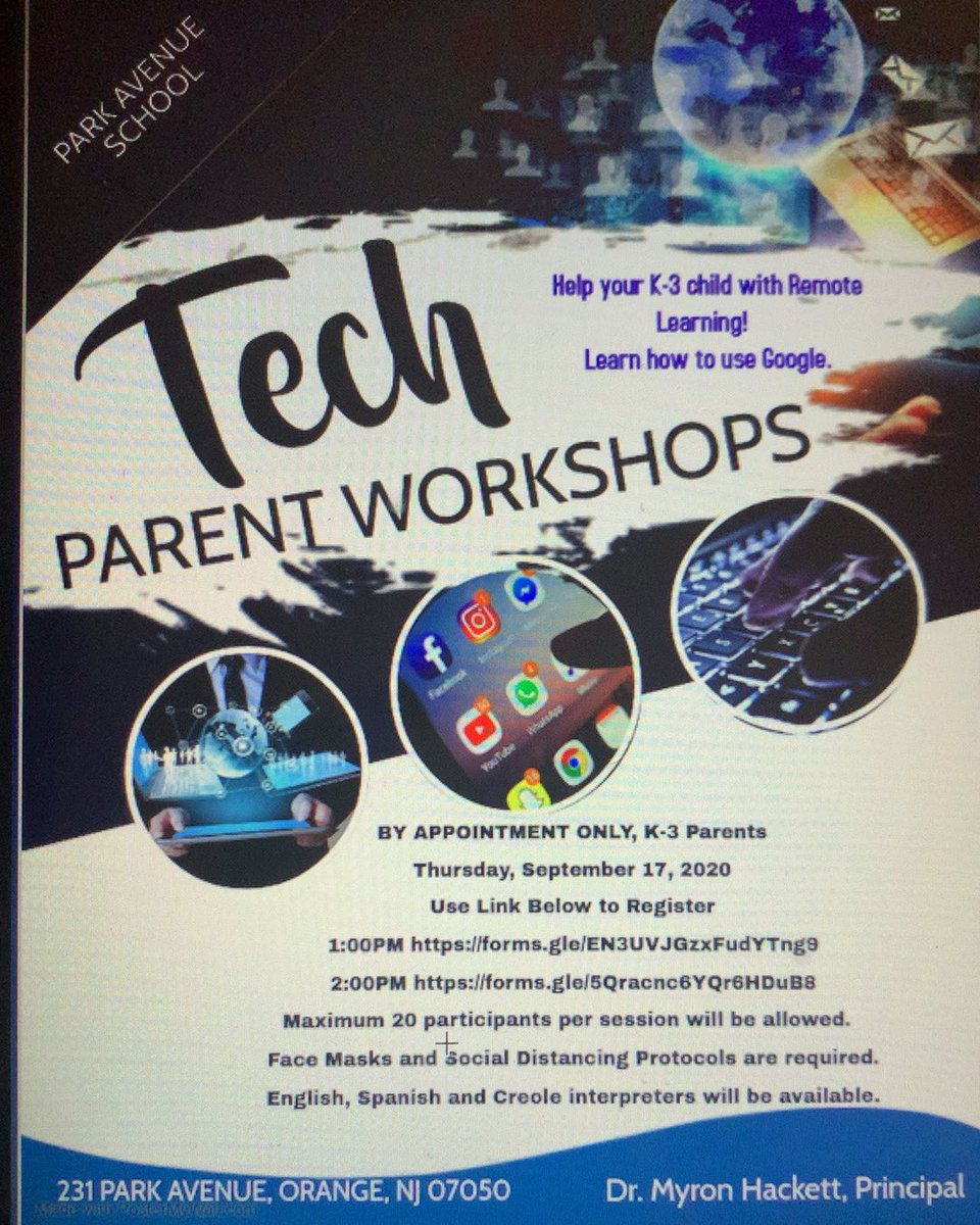 <a href="/PAES231/">parkaveschool</a> is offering Tech workshops for our parents this week to offer assistance to families as they navigate virtual learning with their students! #goodtogreat <a href="/Gerald_Fitzhugh/">Gerald Fitzhugh II, Ed.D. 👌🏾♦️👌🏾♦️KAY</a> <a href="/ops_district/">Orange Public Schools</a>