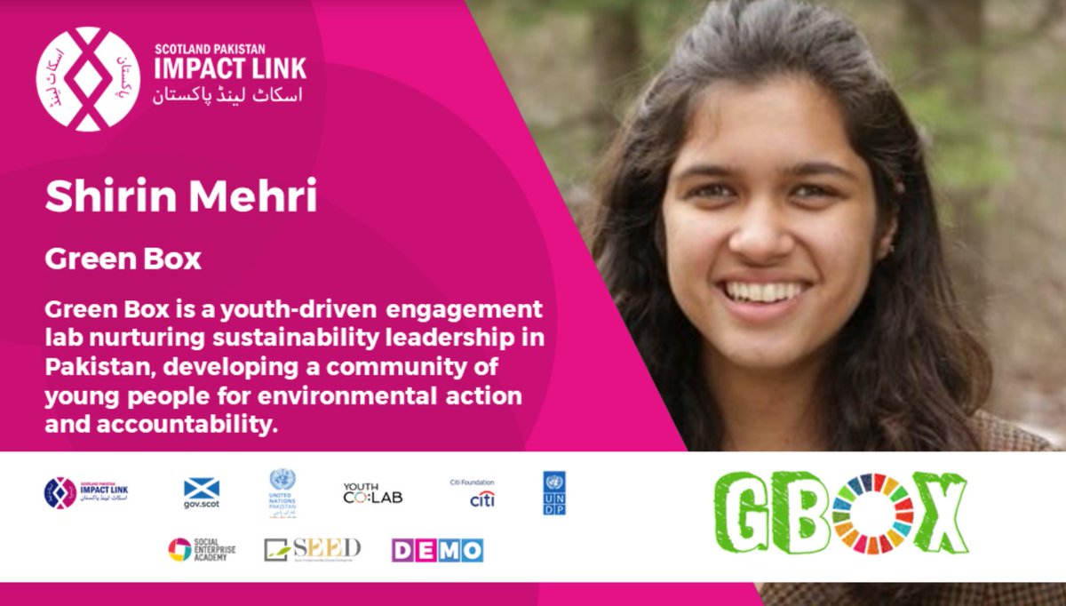 sea_worldwide's tweet photo. Now for Shirin Mehri of @greenboxpk- a youth driven engagement lab focusing on environmental action.

Find out more about Impact Link Fellows 2020 ➡️ https://t.co/iLL2CF2EA2

@UNDP_Pakistan @ScotGovID @demoideas  
@youthcolab @UNinPak @SEED_ventures https://t.co/CPglB82YMU