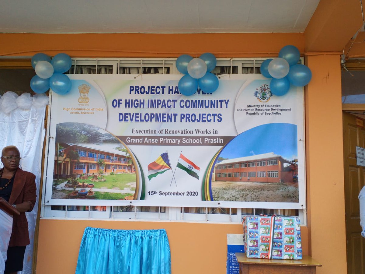 hci_seychelles's tweet image. HC Gen. Suhag inaugurated renovations of Grand Anse Praslin Primary School undertaken under High Impact Community Development Projects #HICDP Phase-I in #Seychelles thro #IndianGrant at SCR 1.8 Million (USD 100K) &amp;amp; was completed ahead of schedule. this is 3rd project #Praslin Is.