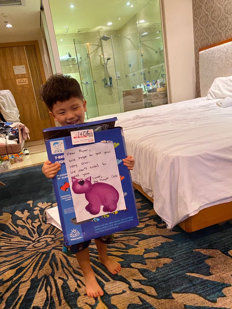 LindsayVargasB's tweet photo. Being in quarantine before being able to join school must be really hard for a three year old. We sent our Purple Cat love to the last of our cats who will be joining our class. #siscares #quarentine #backtoschool #sisrocks #issedu https://t.co/pYnOn9J4p2