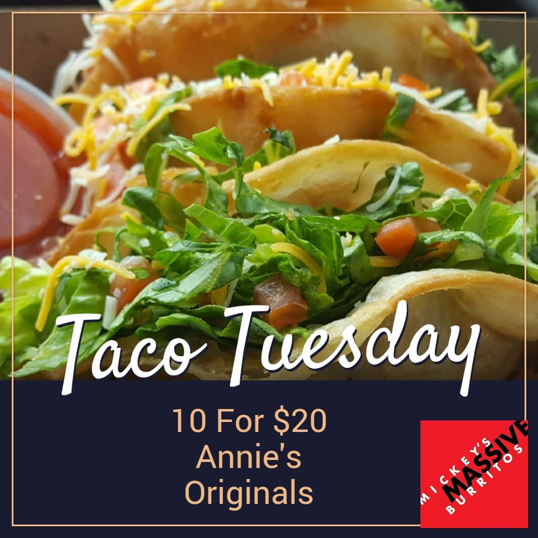 mickeysmassive's tweet photo. Best Taco Tuesday in town! 🌮
Mickey's pioneered the area's first deep fried tacos.
We call them Annie's Originals! 

https://t.co/Re2tPLW0lG 
815-220-1599

#mickeysmassiveburritos #lasallestrong #lasalleperu #illinoisvalley #enjoylasallecounty #freshmex #eatingfortheinsta https://t.co/FkL1NekSw8