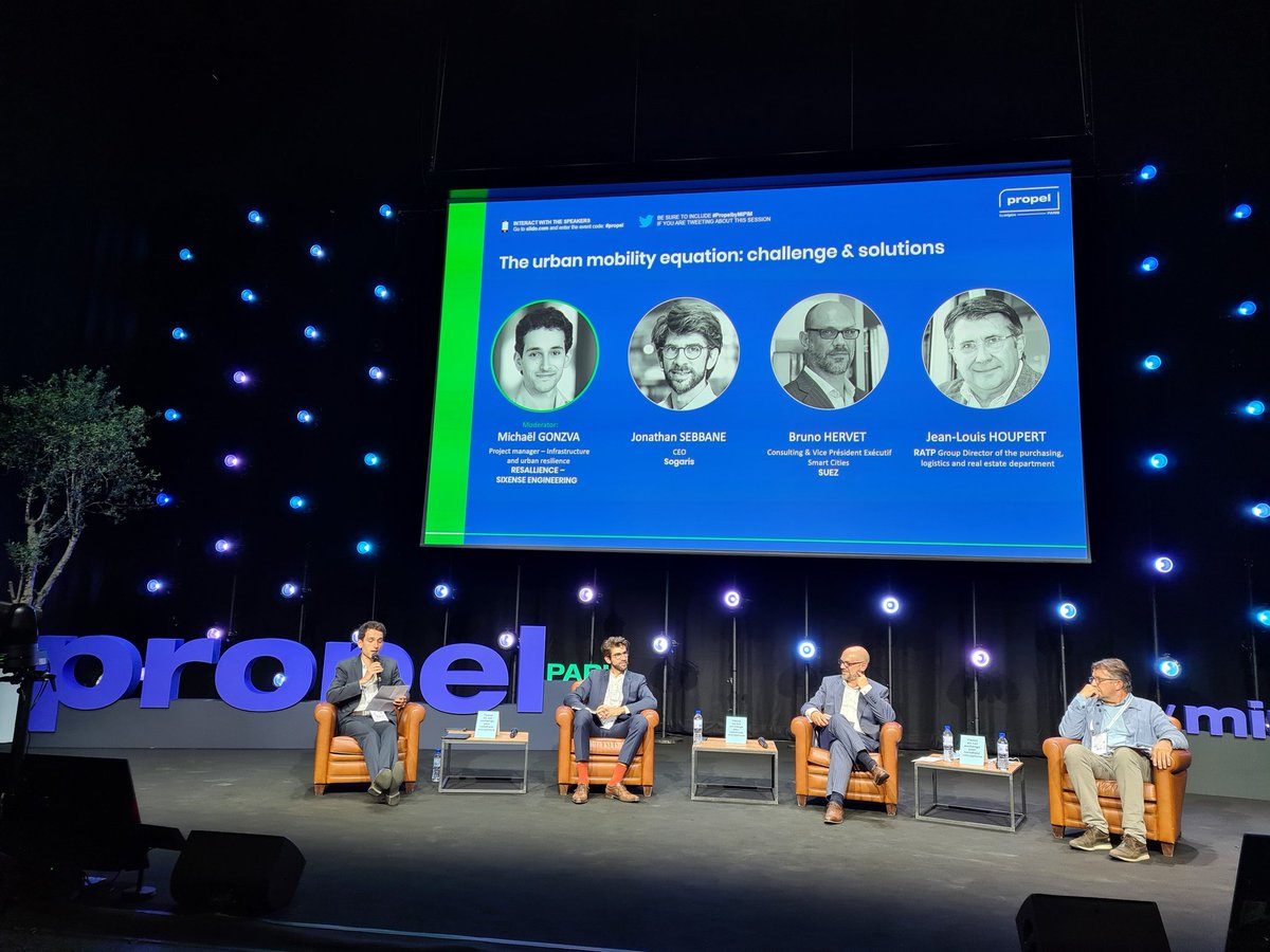 mipimny's tweet photo. Next up, "The urban mobility equation: challenge &amp; solutions" moderated by @MichaelGonzva Project manager, Resallience Sixense Engineering, with Jonathan Sebbane, CEO, @GroupeSogaris; Bruno Hervet, VPE Smart Cities, @suez; and Jean-Louis Houpert, Director RE RATP. #PropelbyMIPIM https://t.co/SfPDtKkFWf