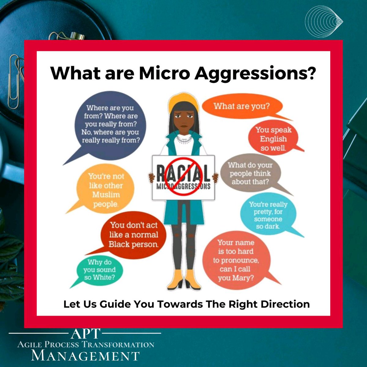 mellyp71's tweet photo. How do we combat Micro Aggressions? It is simple COMMUNICATION and OPENESS TO LEARN.
#psychologytoday #counselling #positivevibes #emotions #trauma #awareness #science #facts #relationships #motivationalquotes #aptmanagement #micro #microagressions https://t.co/6QcLNVcPQN