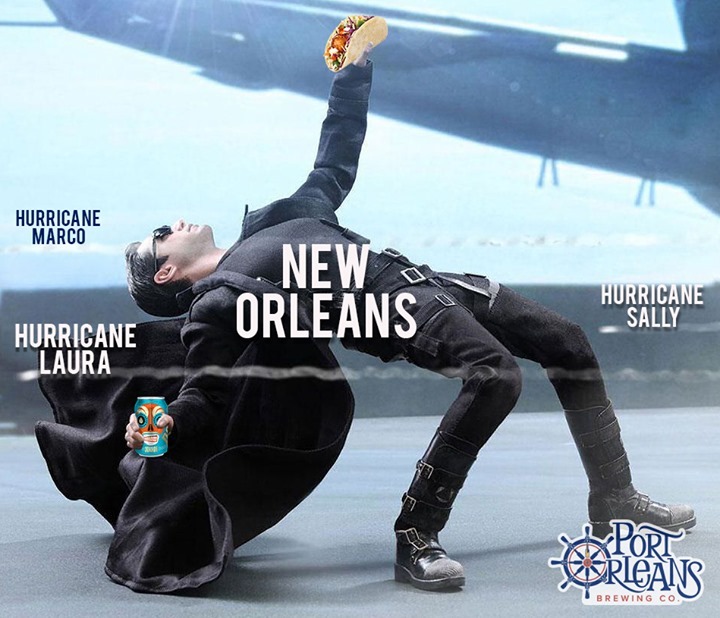 portorleansbeer's tweet photo. π Dodging all these hurricanes like Neo! π
Since you probably have the day off now (#ThanksSally), you might as well enjoy #TacoTuesday with some tacos and beer! We will OPEN AT NOON today. https://t.co/gglOLiRfUU