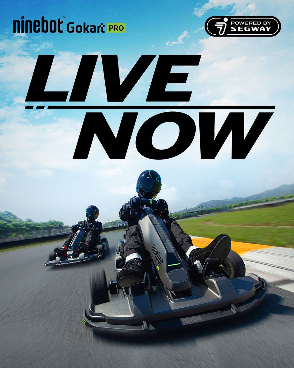 Segway's tweet photo. It’s OFFICIAL! 💥 Ninebot Gokart PRO is now live on Indiegogo! Enjoy the 24 HOURS ONLY launch day special offer! Back the campaign and leave a comment for a chance to win a FREE Fast Charger! 👉🏽 https://t.co/m9WvpRSgti #Segway #NinebotGokartPRO https://t.co/wJM2TQab4R