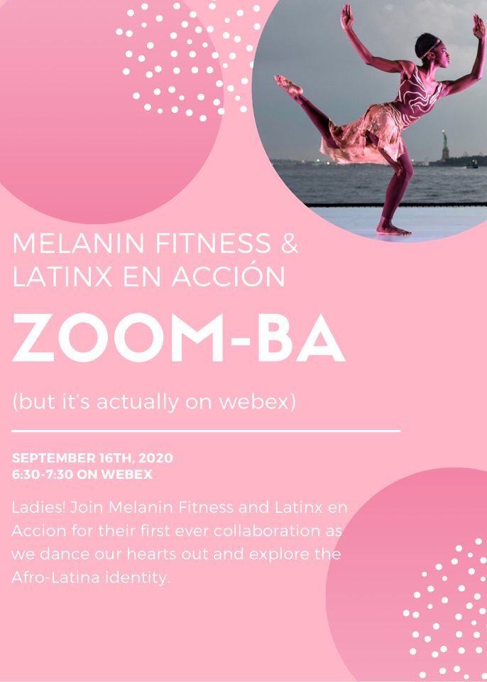 Calling all LEA ladies! Join us on Wednesday for our first ever collaboration with @melaninfitness_uc ! We will be having a virtual ZOOM-ba class. Join us from 6:30-7:30 as we dance our hearts out and explore the Afro-Latina identity. Link is in bio!