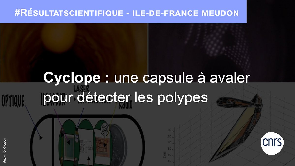 CNRS_Meudon's tweet photo. #Innovation 💡| La capsule Cyclope s’avale pour scruter les anomalies du tube digestif. Pensé par des chercheurs d'@etislab, le projet Cyclope se démarque par son analyse en 3D de l’intestin et son IA embarquée.

➡️https://t.co/2ZiiYvJeeC

@CNRS @INS2I_CNRS @UniversiteCergy https://t.co/xRGDNdGcKB