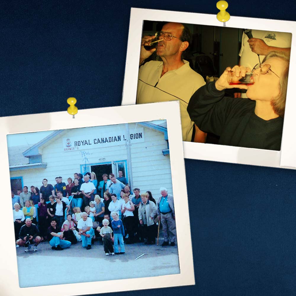 Photo in front of the Legion and Nick and Diane taking a shot of Screech