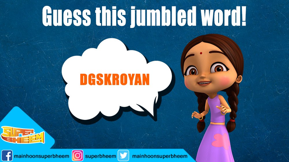 Guess this jumbled word!  
Super Bheem & friends are always helped by ______________!
Let us know your answer!

#GuessThis #JumbledWord #AnswerThis #KidsQuestion #SuperBheem #StayHome #StaySafe