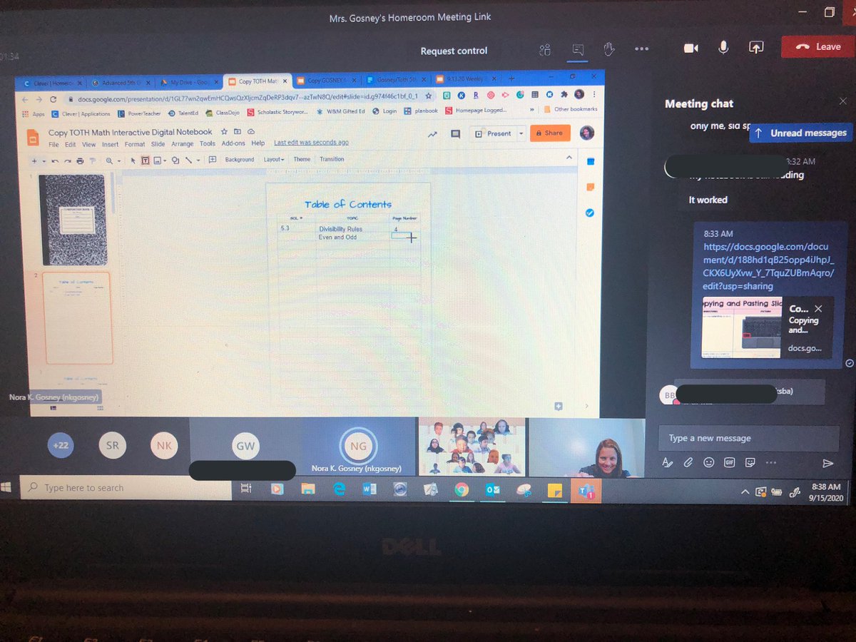 MCBernheart's tweet photo. Wow! Day 6 and these @ShortPumpES 5th graders are rocking their @GoogleForEdu @HenricoMath interactive digital notebooks. Super impressed they’re already linking in their table of contents.🙌🎉💻📓 #ESInnovate #LifeReady  @katiegosney @PaigeSmith77 https://t.co/MxFKpPS5sC