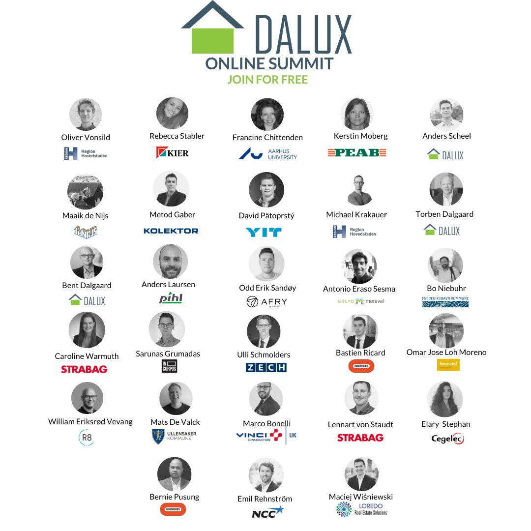 #Dalux Summit Week starts today! Join online 21-25 September and listen to one of our amazing speakers! 

<a href="/AarhusUni/">Aarhus Universitet</a> <a href="/loredores/">LOREDO RES</a> <a href="/ferrovial/">Ferrovial</a> <a href="/DaluxAps/">Dalux</a> and many more!

Sign up: dalux.com/dalux-summit-2…