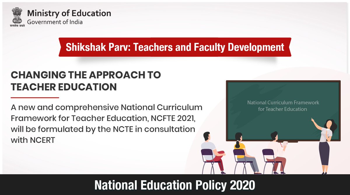 EduMinOfIndia's tweet photo. #AcharyaDevoBhava
In line with Hon’ble PM Shri @narendramodi’s vision, a new National Curriculum Framework for Teacher Education will be formulated under #NEP to ensure quality education for teachers. #ShikshakParv #NEPTransformingIndia https://t.co/f2t6Gg5MPQ