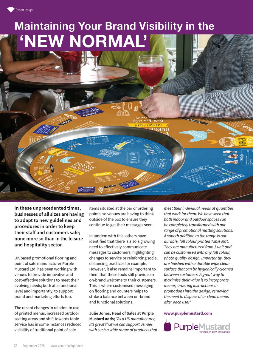 Maintaining your brand visibility in the #NewNormal with <a href="/PurpleMustard1/">Purple Mustard</a> 👀

The UK based promotional flooring &amp; point of sale manufacturer has been working with #venues to provide innovative and cost-effective solutions to meet their evolving needs 

👉 bit.ly/35lAA9e