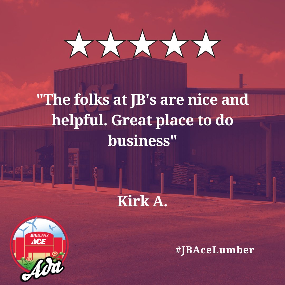 Thank you Kirk! We absolutely love hearing feedback from our customers. ❤️

#ElkSupplyAce #MyLocalAce #TheHelpfulPlace #TestimonialTuesday #JBAceLumber #AdaOK